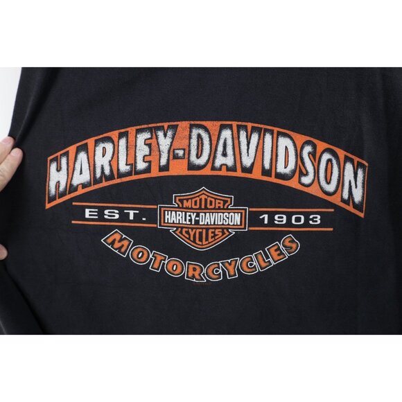 Vintage Y2K Harley Davidson Mens 2XL Faded Spell Out Big Logo T-Shirt Black - Picture 4 of 16